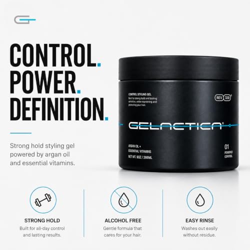 Gelactica Max Control Strong Hold Hair Gel 32oz - Alcohol-Free, Scalp Nourishing with Arctic Scent