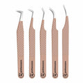 Nude Lash Tweezers Set of 5 - Stainless Steel Eyelash Extension & Makeup Tweezers