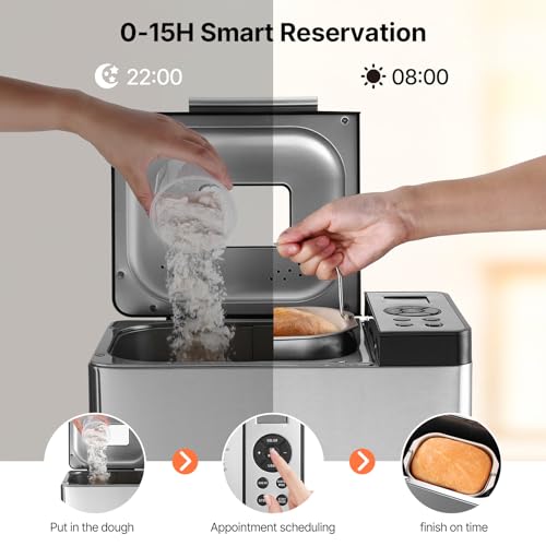Silver VEVOR Bread Maker 19-in-1 2LB Dough Machine with Ceramic Pan & Gluten-Free Setting