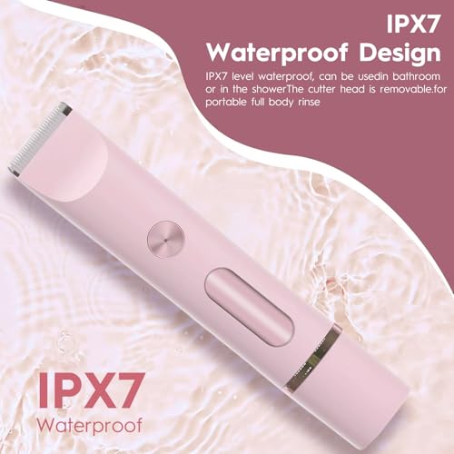 2-in-1 Women's Electric Shaver & Bikini Trimmer ? IPX7 Waterproof for Face, Legs, Underarms ? Wet/Dry Use ? Cordless Hair Removal for Sensitive Skin (Pink)