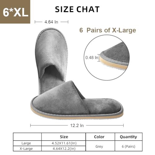 Disposable Spa Slippers 2-6 Pairs Large Grey for Premium Guests