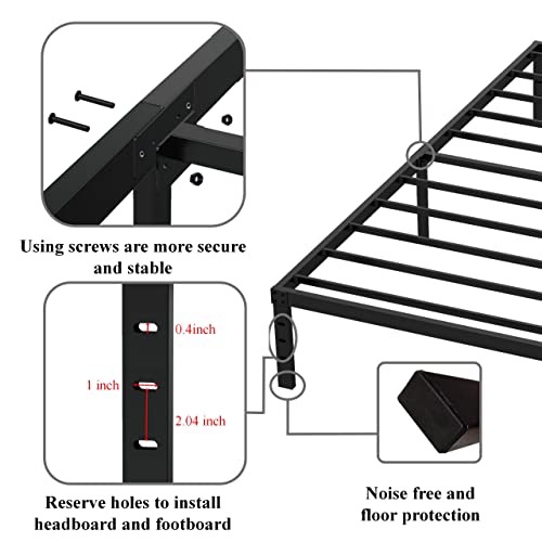 Narrow Twin Bed Frame 16 Inch Steel Support No Box Spring Needed - 30x75 Variation