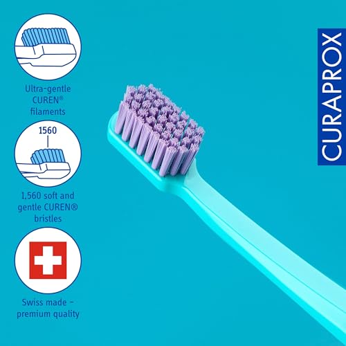 Soft Toothbrush for Adults - Gentle, Plaque-Removing, 1560 Ultra-Fine Filaments, Pack of 3