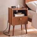 Nightstand with Charging Station - Walnut, 15.7" D x 11.8" W, Brown Variation