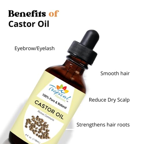 Tropical Holistic Olive Oil and Castor Oil Combo Set- Organic Carrier Mixing Oil for Skin, Hair for Dry Hair & Skin Moisturizer, 4oz