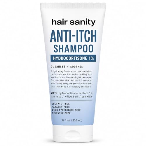Hydrocortisone 1% Shampoo for Itchy Flaky Dry Scalp Relief - Salon Quality, Hypoallergenic, Safe for Color-Treated Hair