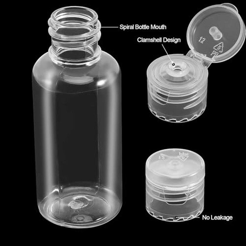 110Pcs 1oz (30ml) Plastic Travel Empty Bottles, Clear Flip Cap Squeeze Sample Bottle, Refillable Plastic Containers for Toiletries, Lotion, Shampoo, Cosmetics