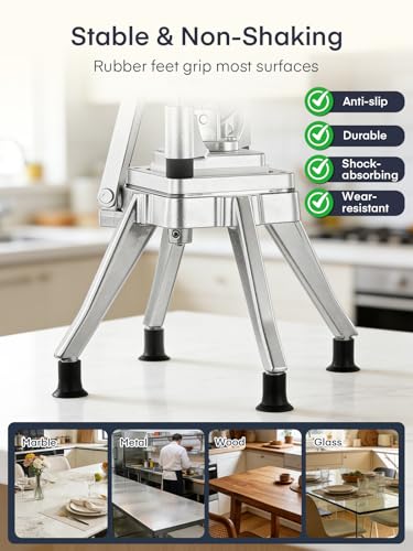 Heavy-Duty French Fry Cutter with 4 Interchangeable Blades for Potatoes & Veggies