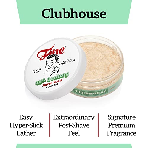 Mr. Fine 21C Shaving Soap for Men, Thick Lather, No Artificial Colors, 5oz - Clubhouse Edition