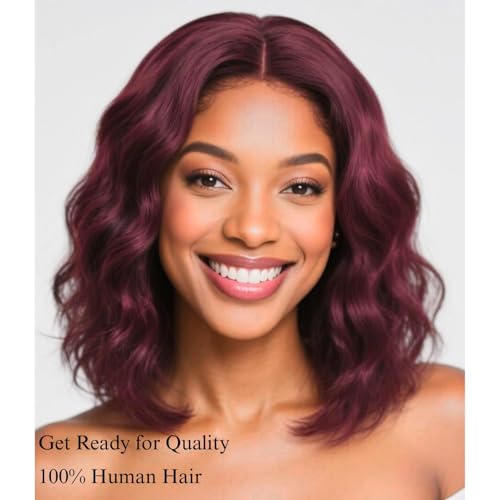 99J Burgundy Body Wave Lace Closure 12 Inch Human Hair - Free Part, Virgin Remy