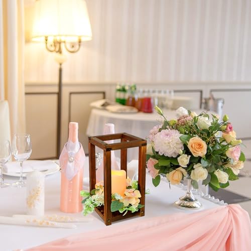 Wooden Wedding Lantern Centerpiece Set - Brown, 30 Pieces