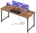 55 Inch Computer Desk with Power Outlets and USB-C - Rustic Brown