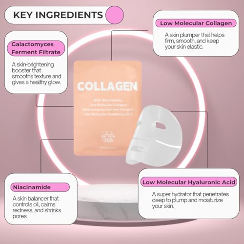 | Deep Collagen Hydrogel Face Mask With Niacinamide, Low Molecular Collagen, Galactomyces Ferment Filtrate, Low Molecular Hyaluronic Acid (28g x8ea)