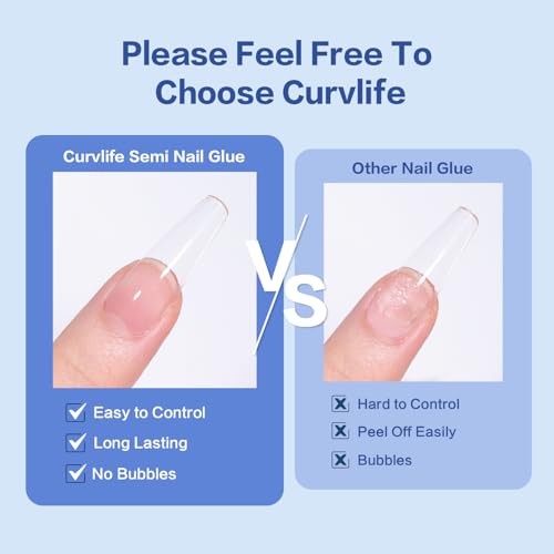 Semi Solid Nail Glue Gel Pack of 2 15g with Nail Remover Pen - No UV Needed