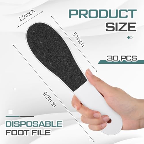 Lothee 30 Pack Double Sided Foot File Callus Remover - Pedicure Tool for Dead Skin & Cracked Heels, White, Variation 30