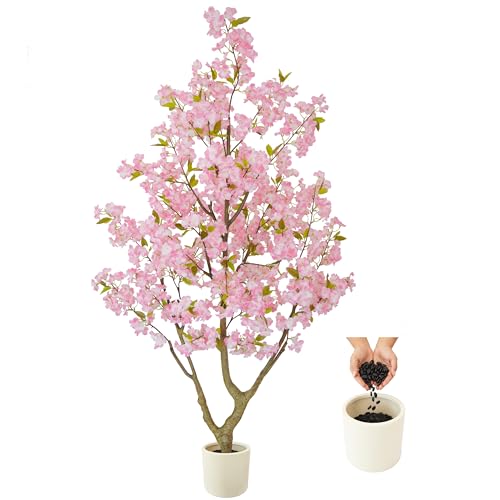 6ft Artificial Cherry Blossom Tree with White Planter - Sakura Flower Decor - Variation of Chery Blossom Tree