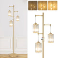 Gold Crystal Floor Lamp with Dimmable 3 Lights Modern Standing Tree Lamp 65 Inch