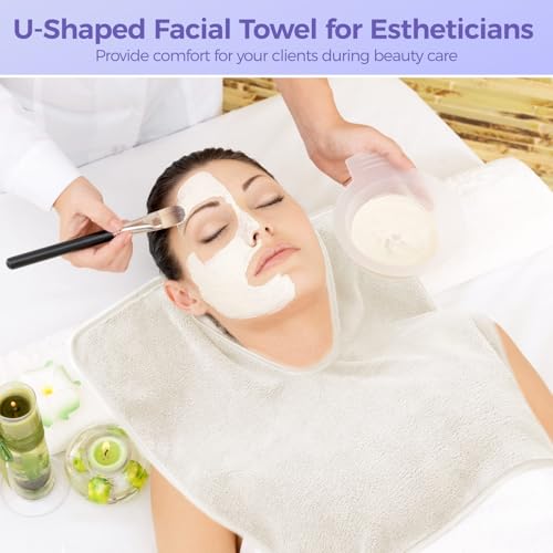 White U-Shaped Coral Fleece Facial Towels - Salon SPA Cleansing Cloths, Pack of 12