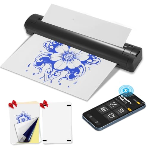 Wireless Tattoo Stencil Printer for Artists & Beginners - Bluetooth Portable Tattoo Transfer Machine with 3 Transfer Papers