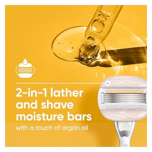 Gillette Venus MoistureGlide Women's Razor Blade Refills 6 Pack, 2-in-1 Shave Gel Bars for Sensitive Skin