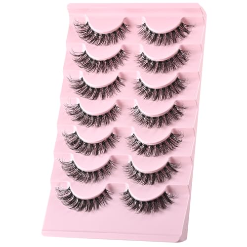 FARRED Cat Eye Lashes Natural Eyelashes Short Wispy Lash Strips Volume Cateye False Eyelash Medium Length Fake Lashes Natural Looking Hybrid Clusters Full Demi Wispies Strip Pesta?as (A1 | 8-14MM)
