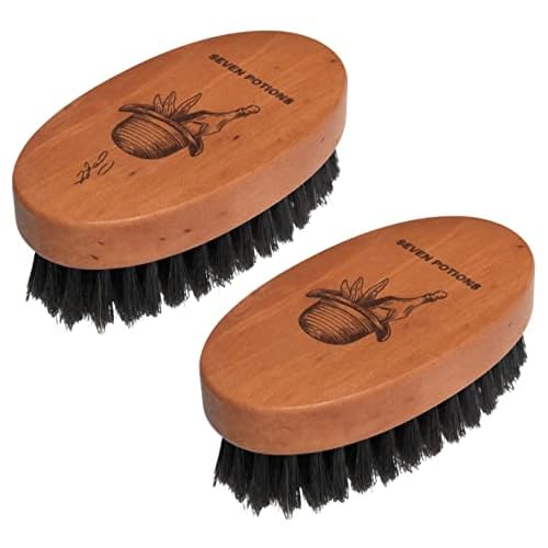 Boar Bristle Beard Brushes Duo Set - 2 Brushes for Facial Hair For All Occasions, One With Soft Boar Hair and The Other With Firm Boar Bristles
