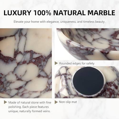 Calacatta Viola Marble Fruit Bowl 9-Inch Large Serving Dish Centerpiece
