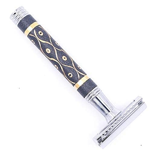 Heavyweight Safety Razor with Sandstone Handle - Compatible with Double Edge Blades