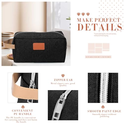 Travel Toiletry Bag Set - 8 Black Waterproof Organizer Bags for Men & Groomsmen