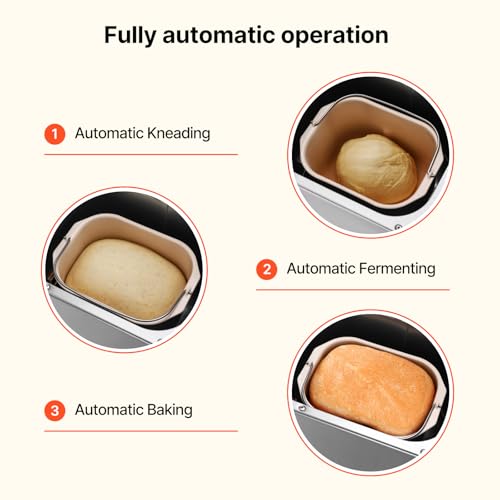 Silver VEVOR Bread Maker 19-in-1 2LB Dough Machine with Ceramic Pan & Gluten-Free Setting