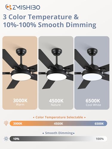 52 Inch Ceiling Fan with Light - Black, 30W LED, Smart Remote & App Control
