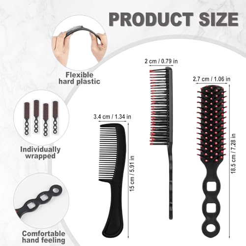 Disposable Black Hair Combs Pack of 100 - Individually Wrapped, Travel-Size Styling Tools with Brushes & Combs