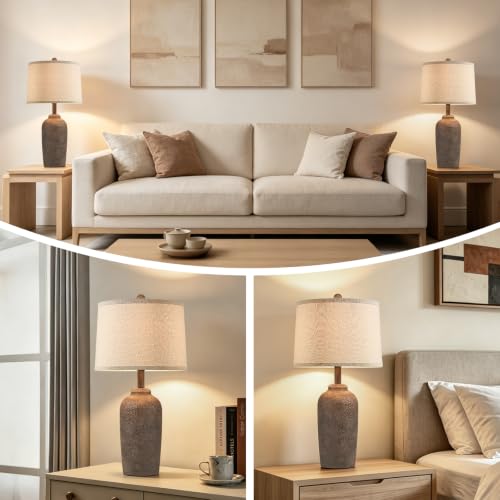 Modern Rustic Farmhouse Brown Table Lamp - Mordern Brown Variation