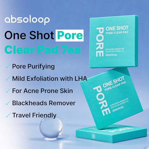 One Shot Pore Clear Pad with LHA, Tea Tree Leaf Water, Pine Extract - Portable Pore Care Toner Pad for Exfoliation, 7-Sheet Pack
