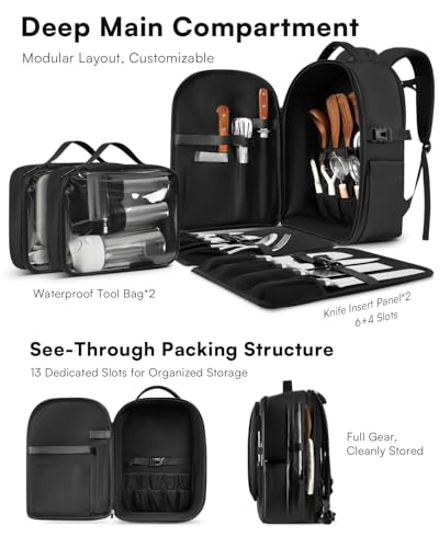 Professional Chef Knife Backpack with Waterproof Pockets & Tablet Sleeve
