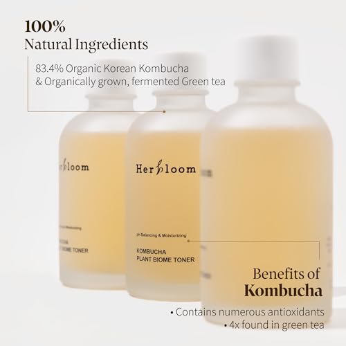 Herbloom Organic Kombucha Biome Toner - Hydrating Facial Toner with Hyaluronic Acid for Oily Skin, Vegan Korean Skincare, 5.07 fl oz