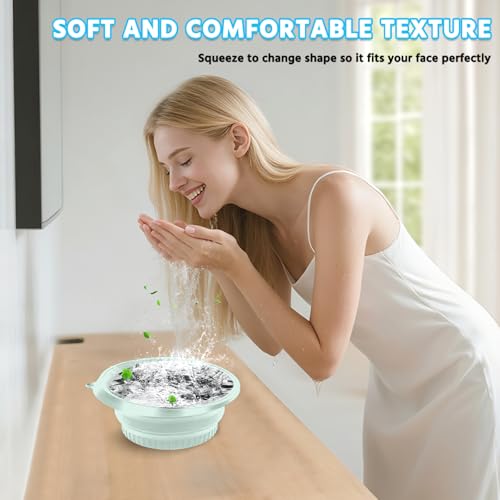 Face Tub for Ice Bath with Built-in Ice Tray ? Collapsible Silicone Facial Ice Bath Bowl for Cold Plunge Therapy, Skin Tightening & Acne Relief ? Portable Spa Tool for Home & Travel(Green)