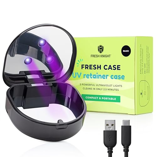 UV Retainer Case with Disinfection for Invisalign & Mouth Guards - Black UV (1 Box)