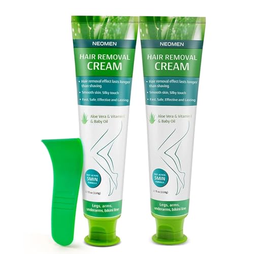 Hair Removal Cream for Men & Women - Painless Depilatory for Sensitive & Intimate Areas, Aloe Vera & Vitamin E, 3.7 Fl Oz Pack of 2