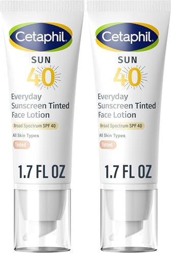 Cetaphil Tinted Sunscreen SPF 40 Face Lotion 1.7 Fl Oz Pack of 2 - Broad Spectrum Mineral