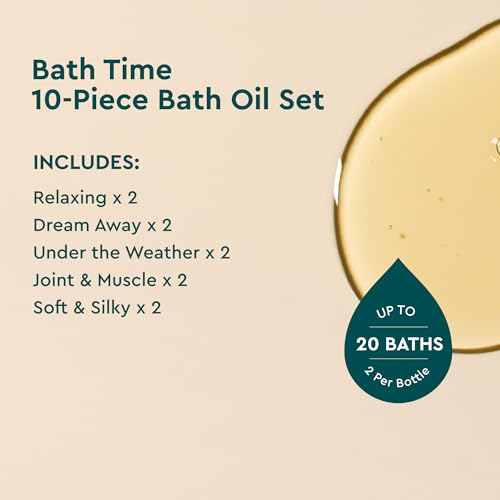 Herbal Bath Oil Set with 5 Signature Formulas - 10 Pieces for Relaxation & Aromatherapy