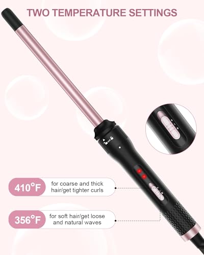 3-in-1 Curling Iron Set with 0.5-1.5 Inch Interchangeable Ceramic Wands - Dual Voltage, Fast Heating, Heat-Resistant Glove & Clips