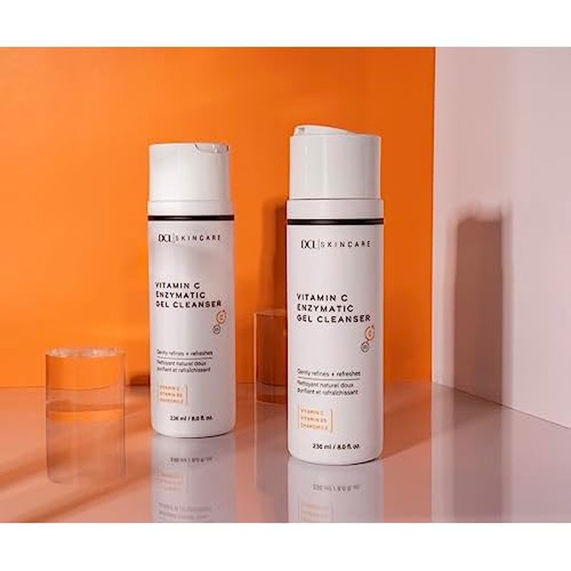 DCL Skincare Vitamin C Enzymatic Gel Cleanser with Sugar Fruit Enzymes & Vitamins C/B5, 8.0 Fl oz