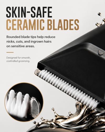 Men's Waterproof Body Hair Trimmer with Skin-Safe Blades, LED Display & USB-C Charging
