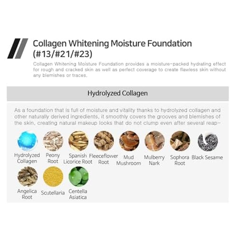 Enough Collagen 3in1 Whitening Moisture Foundation SPF15, 3.38 fl oz/ 100ml - Brightening, Moisturizing, Anti-Aging, Korean Skin Care Makeup (#13 Light Beige, 3.38 fl oz / 100ml)