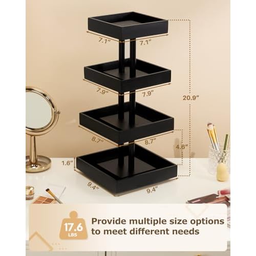 Homde Nail Polish Organizer for 86-123 Bottles, 360 Rotating Nail Polish Rack Holder, Display Storage Shelf for Fingernail Stand and Essential Oil, Gifts for Women Girls- Bamboo,Black