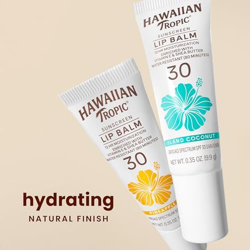 Hawaiian Tropic Lip Balm, Island Coconut, SPF 30, 0.35oz each, Twin Pack