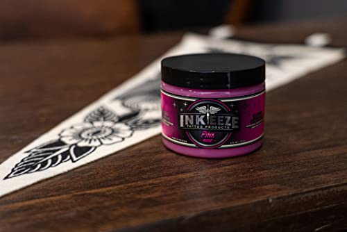 INK-EEZE Pink Tattoo Ointment 6oz for Artists & Aftercare - Vegan, Cruelty-Free, Made in USA, Bubble Gum Scent, 1 Pack