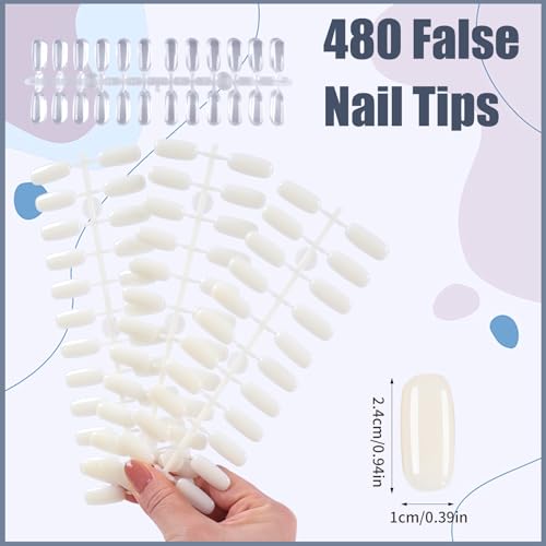 Cre8tion Soft Gel Nail Tips, Medium Stiletto Shape, 602 Tips in 14 Sizes (00-9) for Professional Nail Extensions