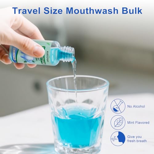 Mini Mint Mouthwash Travel Size 35ml Pack of 50 - Fresh Breath On-the-Go